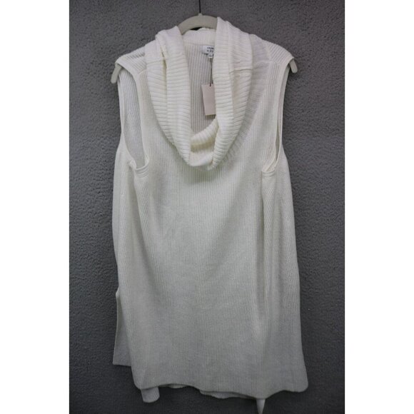 Crown & Ivy Cowl Neck Sleeveless Sweater Tunic-Hi Lo-XL-New w/Tags-Minimalist - Picture 1 of 9